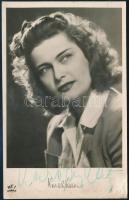 Karády Katalin (1910-1990) színésznő aláírása az őt ábrázoló Magyar Filmirodás képeslapon,13x8 cm