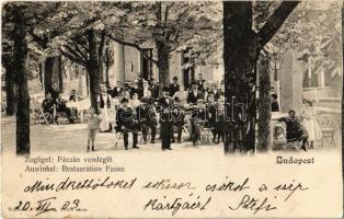 1903 Budapest XII. Zugliget, Fáczán vendéglő kerthelyisége cigány zenekarral (kis szakadás / small tear)