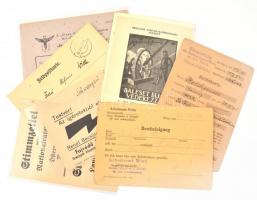 1932-1948 Vegyes nyomtatvány tétel, közte szórólapok, nyomtatványok, igazolványok...stb. Magyar és n...