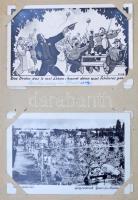 16 db RÉGI képeslap régi albumban / 16 pre-1945 postcards in an album