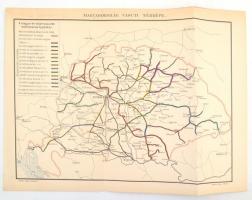1893 Magyarország vasúti térképe, Pallas Nagy Lexikona, kis szakadással, 23x31 cm