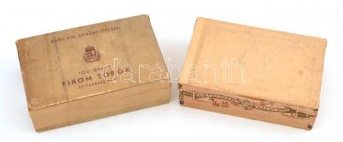 2 db régi szivarkadohány üres papírdoboz, 14×9×4 cm