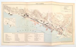 1893 Fiume és kikötője térképe, 1:11.520, Pallas Nagy Lexikona, Bp., Posner, 23x42 cm