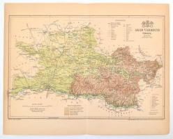 1893 Arad vármegye térképe, tervezte: Gönczy Pál, Pallas Nagy Lexikona, Bp., Posner, 23x29 cm
