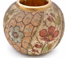 Zsolnay keménycserép vázácska / tintatartó. Kézzel festett, jelzett, egyiken kis lepattanással m: 5,...