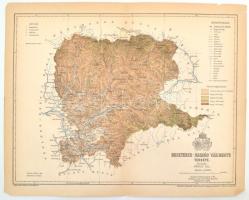 1893 Beszterce-Naszód vármegye térképe, tervezte: Gönczy Pál, Pallas Nagy Lexikona, Bp., Posner, 23x29 cm