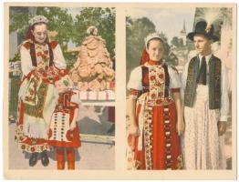 3 db MODERN nagyalakú kettős motívum képeslap: népviselet és mese / 3 modern big sized twin motive postcards: Hungarian folklore and fairy tales