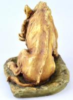 "Amphora Austria" porcelán vaddisznó, kézzel festett, jelzett, a talapzaton és az egyik lá...