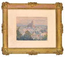 Keiss Károly (1883-1953):  Városi látkép. Akvarell, papír, jelzés nélkül. 20x14,5 cm Üvegezett keret...