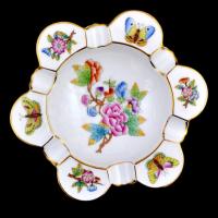 Herendi Viktória mintás szivartál, kézzel festett, jelzett, apró kopásnyomokkal, 15x3 cm