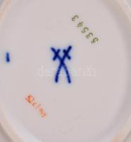 Meisseni virág mintás porcelán hamutál, kézzel festett, jelzett, hibátlan, 14x2 cm