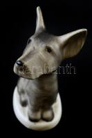Drasche porcelán szürke kutya figura, kézzel festett, jelzett, hibátlan, m: 8 cm
