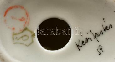 Drasche porcelán szürke kutya figura, kézzel festett, jelzett, hibátlan, m: 8 cm