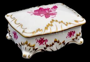 Herendi Apponyi mintás kártyadoboz, kézzel festett, jelzett, hibátlan, 11x8x4,5 cm