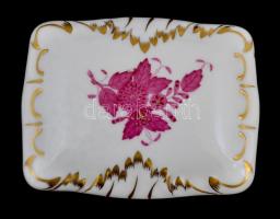 Herendi Apponyi mintás kártyadoboz, kézzel festett, jelzett, hibátlan, 11x8x4,5 cm