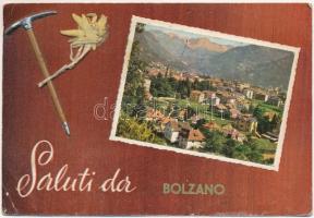 1970 Bolzano, Bozan (Südtirol); Greeting postcard with real Edelweiss flower and embossed pickaxe (EK)