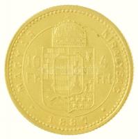 1887KB 4Ft/10Fr Au "Ferenc József" (3.18g/0.900) T:2
Hungary 1887KB 4 Forint/10 Francs Au...