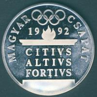 1992. "Barcelonai olimpia-Magyar csapat" Ag emlékérem 31,5g T:PP Díszdobozban, tanúsítvánnyal!
