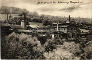 1928 Városszalónak, Szalónak, Stadtschlaining; Antimonwerk / Antimon gyár. Franz Knollmüller felvétele. Johann Kopfer kiadása / antimony factory, plant