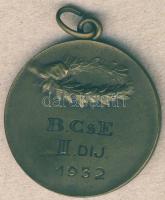 1932. "B.Cs.E.-II.díj" Br díjérem T:2 Eredeti díszdobozban!