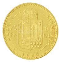 1890KB 8Ft/20Fr Au "Ferenc József / Középcímer" Körmöcbánya (6,46g/0.900) T:1- / Hungary 1...