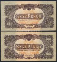 1944. 100P "V.H." (2x) kevés ugrású sorszámmal T:I,I-