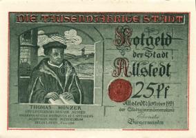 Német Birodalom/Weimari Köztársaság/Allstedt 1921. 10Pf + 25Pf + 50Pf (6x) összesen:8klf db, teljes ...