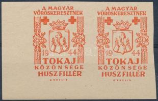 1944 20f Tokaj, Magyar Vöröskereszt adománybélyegpár