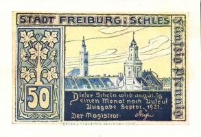 Német Birodalom/Weimari Köztársaság/Freiburg 1921. 10Pf + 25Pf (5x) + 50Pf (4x) összesen:10klf db, t...