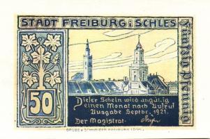 Német Birodalom/Weimari Köztársaság/Freiburg 1921. 10Pf + 25Pf (5x) + 50Pf (4x) összesen:10klf db, t...