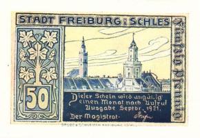 Német Birodalom/Weimari Köztársaság/Freiburg 1921. 10Pf + 25Pf (5x) + 50Pf (4x) összesen:10klf db, t...