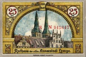 Német Birodalom/Weimari Köztársaság/Lemgo 1921. 10Pf + 25Pf + 50Pf összesen:3klf db, teljes sor T:I