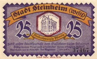 Német Birodalom/Weimari Köztársaság/Steinheim 1921. 25Pf + 50Pf + 1M összesen:3klf db, teljes sor T:I