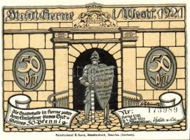 Német Birodalom/Weimari Köztársaság/Herne 1921. 50Pf(10x) összesen:10klf db, teljes sor T:I