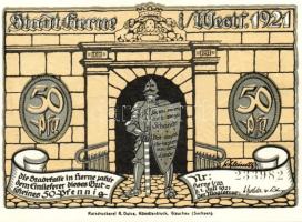 Német Birodalom/Weimari Köztársaság/Herne 1921. 50Pf(10x) összesen:10klf db, teljes sor T:I