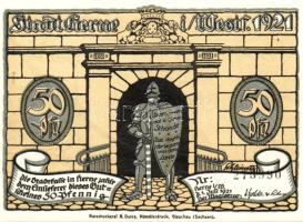 Német Birodalom/Weimari Köztársaság/Herne 1921. 50Pf(10x) összesen:10klf db, teljes sor T:I