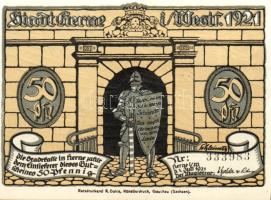 Német Birodalom/Weimari Köztársaság/Herne 1921. 50Pf(10x) összesen:10klf db, teljes sor T:I