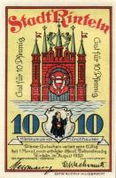 Német Birodalom/Weimari Köztársaság/Rinteln 1920. 10Pf + 25Pf + 50Pf + 1M összesen:4klf db, teljes sor T:I