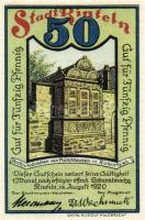 Német Birodalom/Weimari Köztársaság/Rinteln 1920. 10Pf + 25Pf + 50Pf + 1M összesen:4klf db, teljes s...