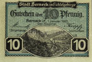 Német Birodalom/Weimari Köztársaság/Berneck 1921. 10Pf + 25Pf + 50Pf összesen:3klf db, teljes sor T:I