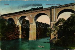 Görlitz, Neissepartie mit Viadukt / railway viaduct, locomotive (EK)