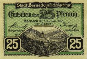 Német Birodalom/Weimari Köztársaság/Berneck 1921. 10Pf + 25Pf + 50Pf összesen:3klf db, teljes sor T:...