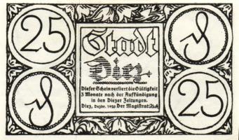 Német Birodalom/Weimari Köztársaság/Diez 1920. 10Pf + 25Pf + 50Pf összesen:3klf db, teljes sor T:I