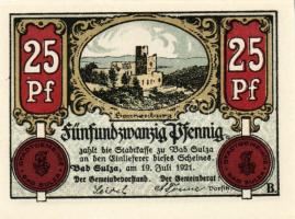 Német Birodalom/Weimari Köztársaság/Sulza 1921. 10Pf + 25Pf + 50Pf(2x) + 75Pf(2x) összesen:6klf db, ...