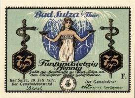 Német Birodalom/Weimari Köztársaság/Sulza 1921. 10Pf + 25Pf + 50Pf(2x) + 75Pf(2x) összesen:6klf db, ...