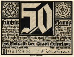 Német Birodalom/Weimari Köztársaság/Erfurt 1921. 50Pf(5x) összesen:5klf db, teljes sor T:I