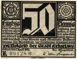 Német Birodalom/Weimari Köztársaság/Erfurt 1921. 50Pf(5x) összesen:5klf db, teljes sor T:I