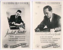 1948 Új idők új hősei: Kossuth-díjas Jodál Sándor és Temesszentandrásy Guido - 2 db modern lap / 2 modern postcards