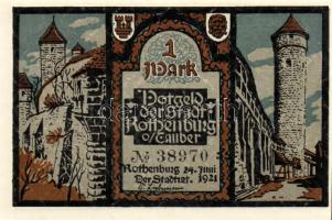 Német Birodalom/Weimari Köztársaság/Rhotenburg 1921. 1M(5x) összesen:5klf db, teljes sor T:I