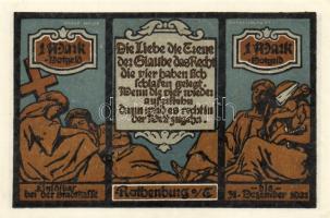 Német Birodalom/Weimari Köztársaság/Rhotenburg 1921. 1M(5x) összesen:5klf db, teljes sor T:I